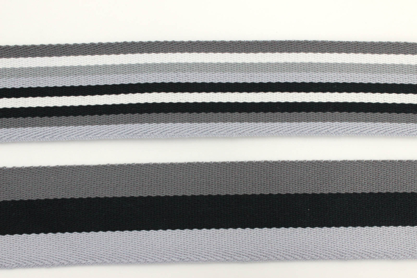 Gurtband Streifen grau/ schwarz/ weiß 40 mm (1 m)