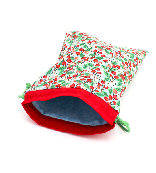 Projektbeutel / Handarbeitsbeutel mit Kordel Cherry Blossom