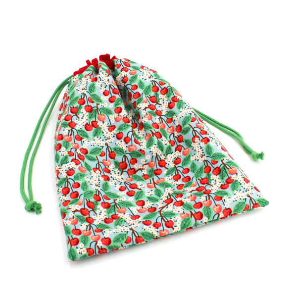 Projektbeutel / Handarbeitsbeutel mit Kordel Cherry Blossom