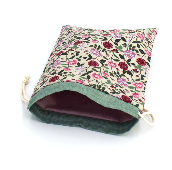 Projektbeutel / Handarbeitsbeutel mit Kordel English Rose