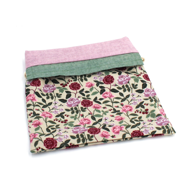 Projektbeutel / Handarbeitsbeutel mit Kordel English Rose
