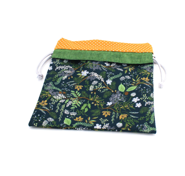 Projektbeutel / Handarbeitsbeutel mit Kordel Juniper Forest evergreen