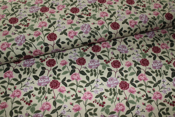 Designerbaumwollstoff English Rose Plum (10 cm)