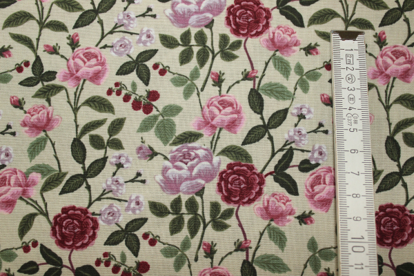 Designerbaumwollstoff English Rose Plum (10 cm)