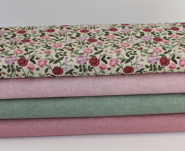 Designerbaumwollstoff English Rose Plum (10 cm)