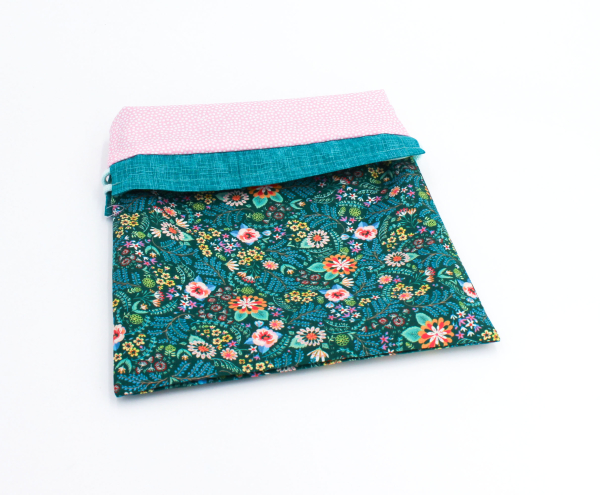 Projektbeutel / Handarbeitsbeutel mit Kordel Faraway Florals cypress