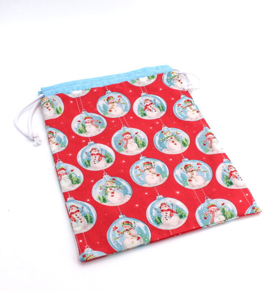 Projektbeutel / Handarbeitsbeutel mit Kordel Snowglobes Red