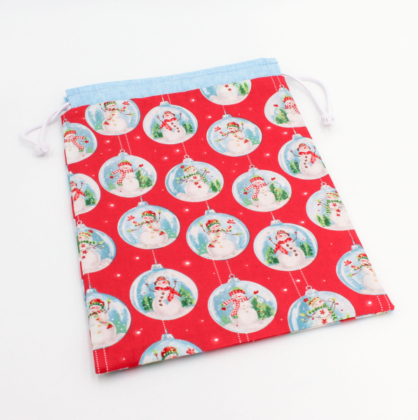 Projektbeutel / Handarbeitsbeutel mit Kordel Snowglobes Red