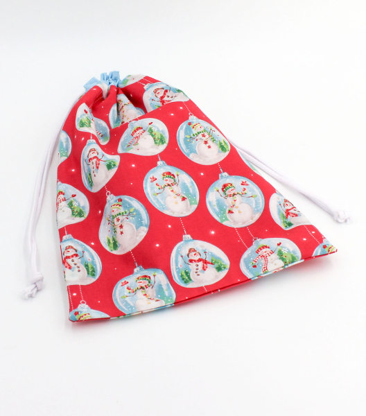 Projektbeutel / Handarbeitsbeutel mit Kordel Snowglobes Red