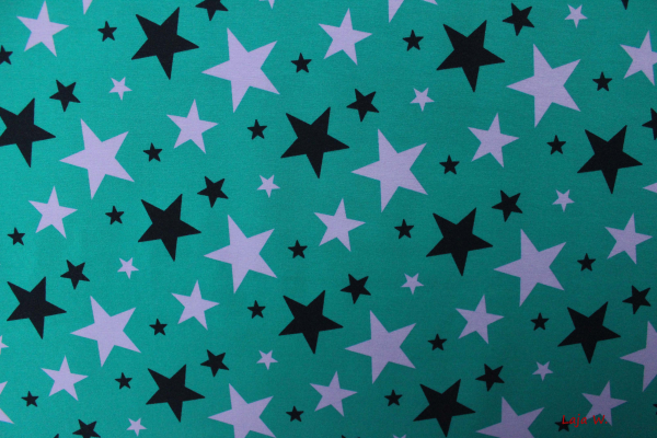 Jersey Sterne petrol (10 cm)