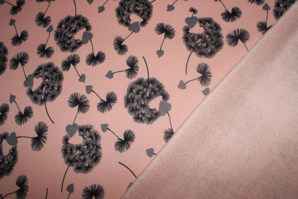 Alpenfleece/-sweat mit Pusteblumen peach (10 cm)