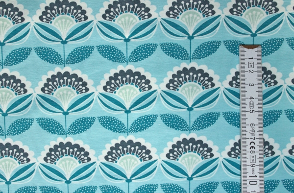 Jersey Blütenfächer hellblau (10 cm)