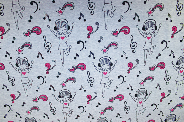 Jersey "Heart Music" hellgraumeliert (10 cm)