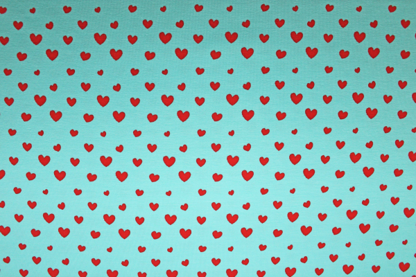 Jersey Painted Hearts helltürkis (10 cm)