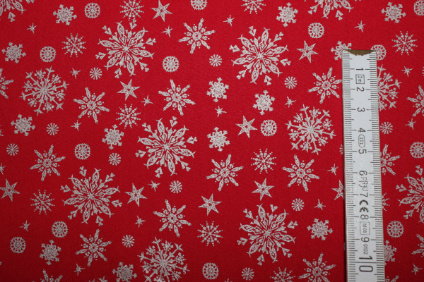 Baumwolle Schneeflockenzauber rot (10 cm)