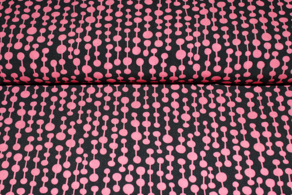 Viskose-Druck Grace schwarz/rosé (10 cm)