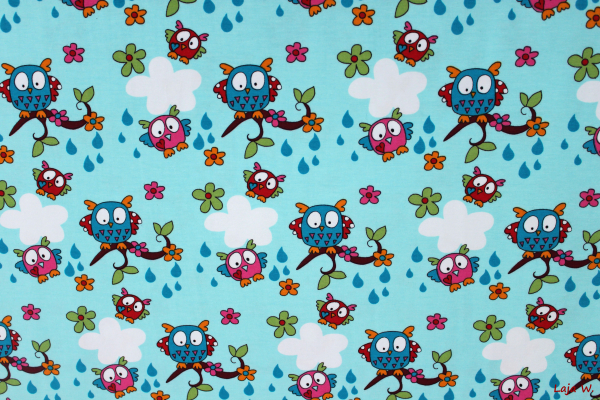 Stretch- Jersey Eulen (10 cm)