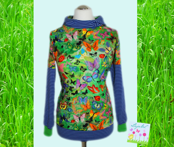 Digitaldruck Stretch- Jersey Schmetterlinge (10 cm)