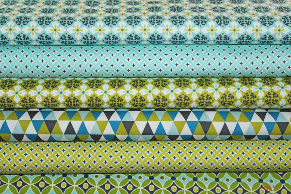 Baumwolle Emilie  dunkelpetrol/grün usw. (10 cm)