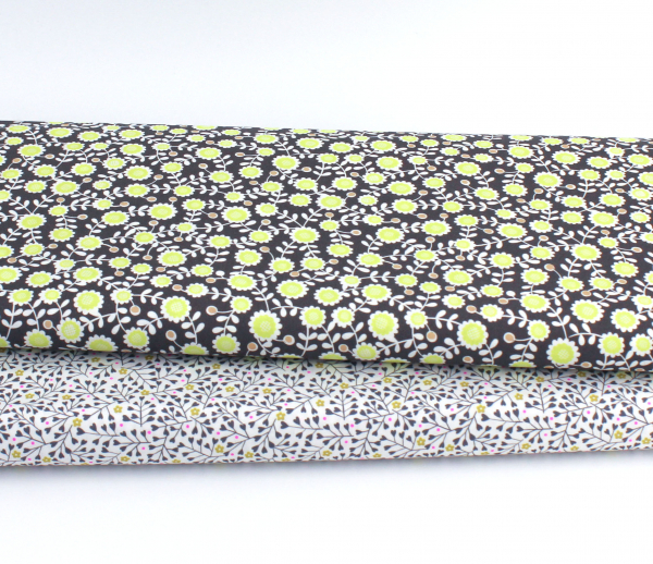 Designerbaumwollstoff Flowers neongelb (10 cm)