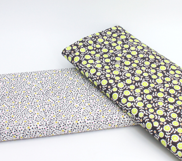 Designerbaumwollstoff Flowers neongelb (10 cm)