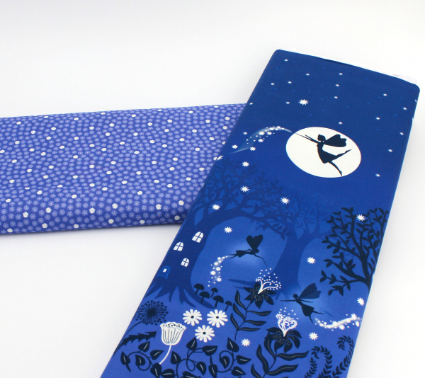 Designerbaumwollstoff Glow Flowers (10 cm)