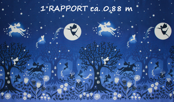 Designerbaumwollstoff Glow Fairies Rapport ca. 88 cm