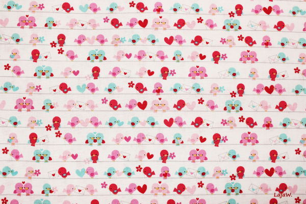 Stoff Lovey Birds (10 cm)