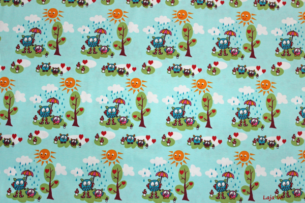 Stretch- Jersey Eulenwald türkis (10 cm)