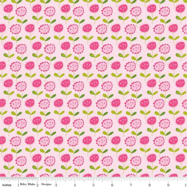 Stoff Blumenwiese rosa (10 cm)